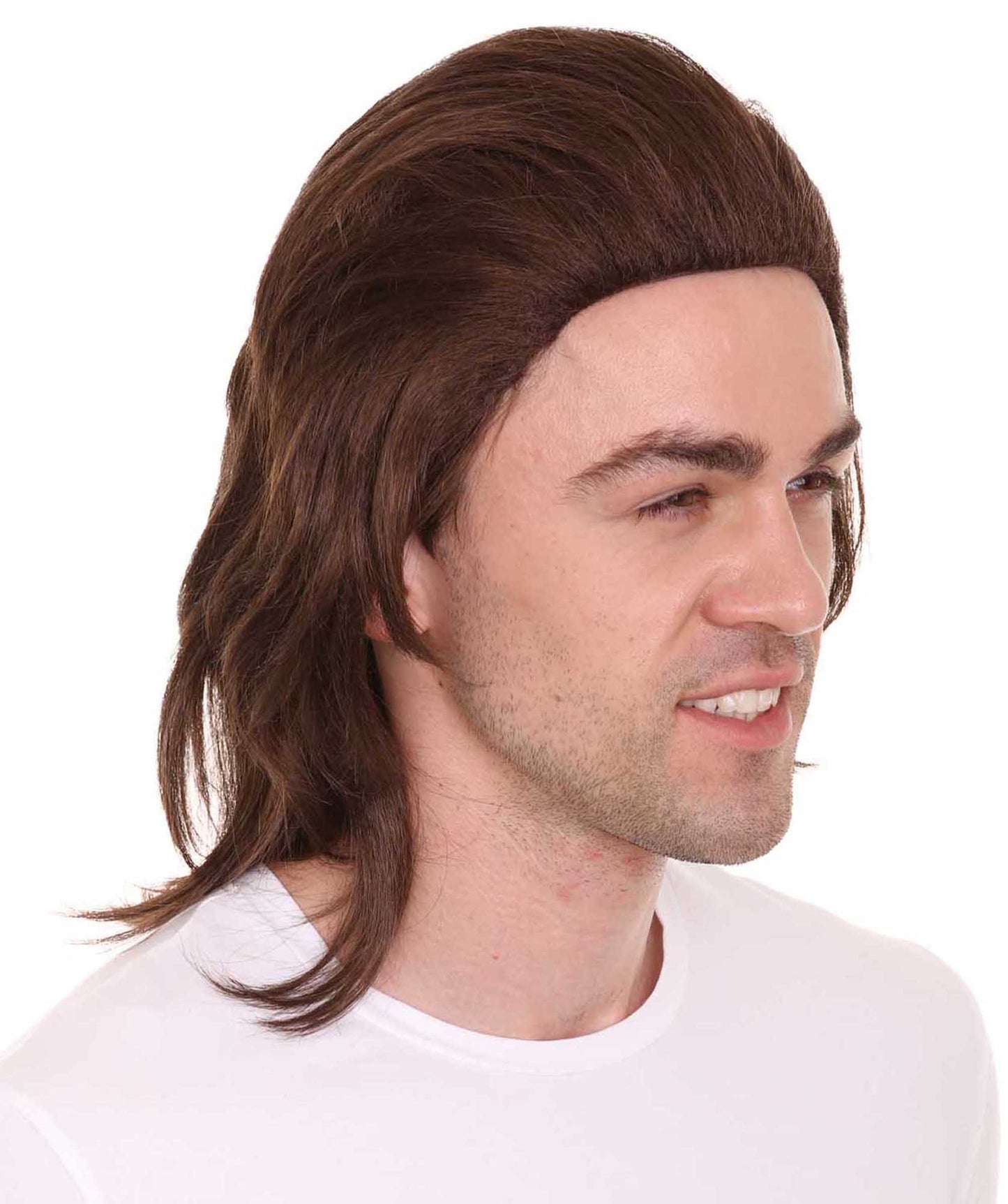 HPO 80's Mullet Wig | Brown Retro Wigs | Premium Breathable Capless Cap