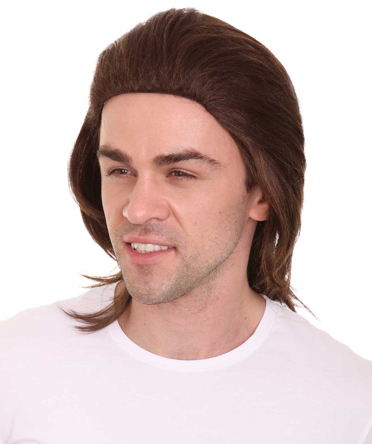 HPO 80's Mullet Wig | Brown Retro Wigs | Premium Breathable Capless Cap