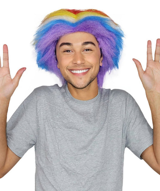 Crazy Clown Around Wig | Rainbow Clown Scary Wigs | Premium Breathable Capless Cap