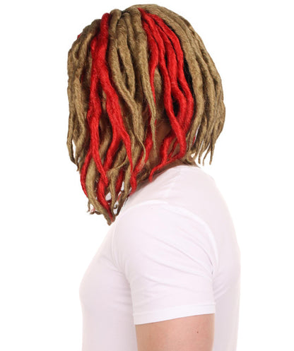 HPO Rapper Middle Dreadlock Wig | Red Blonde Celebrity Wigs | Premium Breathable Capless Cap