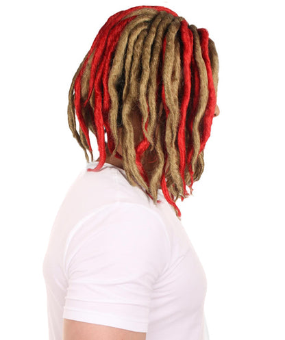 HPO Rapper Middle Dreadlock Wig | Red Blonde Celebrity Wigs | Premium Breathable Capless Cap