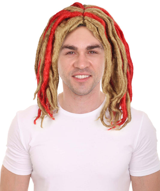 HPO Rapper Middle Dreadlock Wig | Red Blonde Celebrity Wigs | Premium Breathable Capless Cap