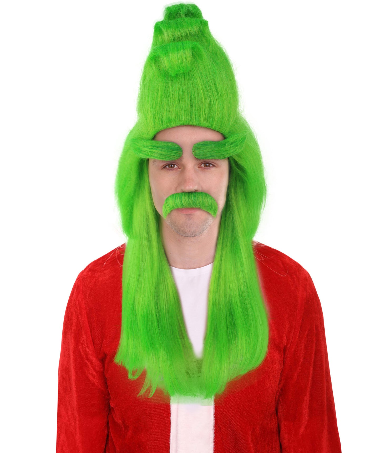 Santa Wig Eyebrows Moustache Full Set | Multiple Holiday Wigs | Premium Breathable Capless Cap
