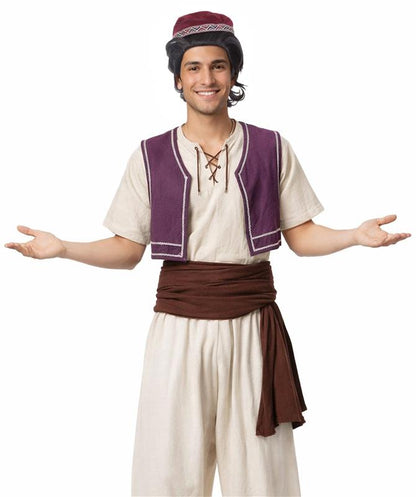 Indian Prince Wig with Hat Set | Dark Brown TV/Movie Wigs | Premium Breathable Capless Cap