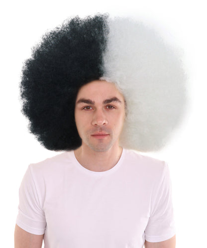 Adult Men's Carnival Mardi Gras Tri-Color Afro Style Wig | Halloween Multicolor Wig | Premium Breathable Capless Cap