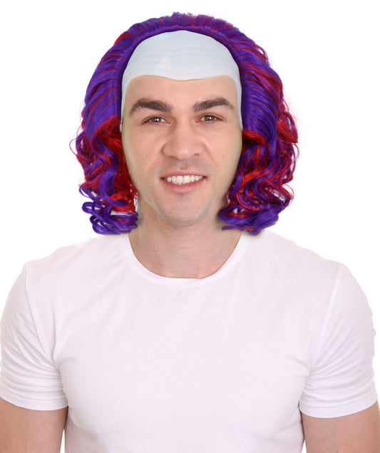 HPO Men's Clown Wigs, Perfect for Halloween, Flame-retardant synthetic fiber