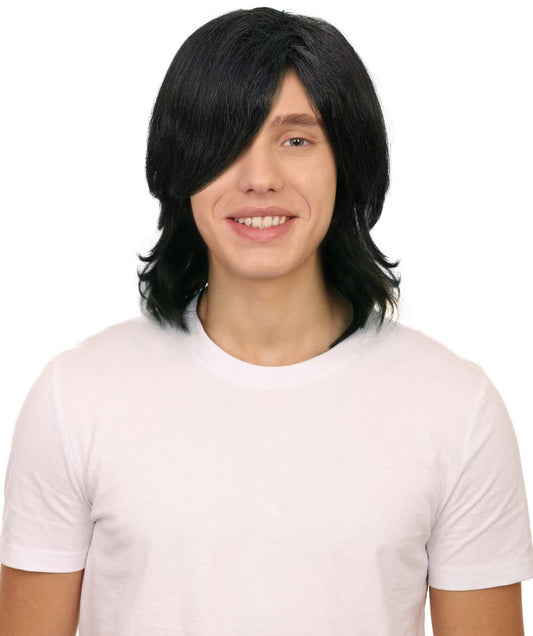 Men's Black Wig with Beard and Mustache