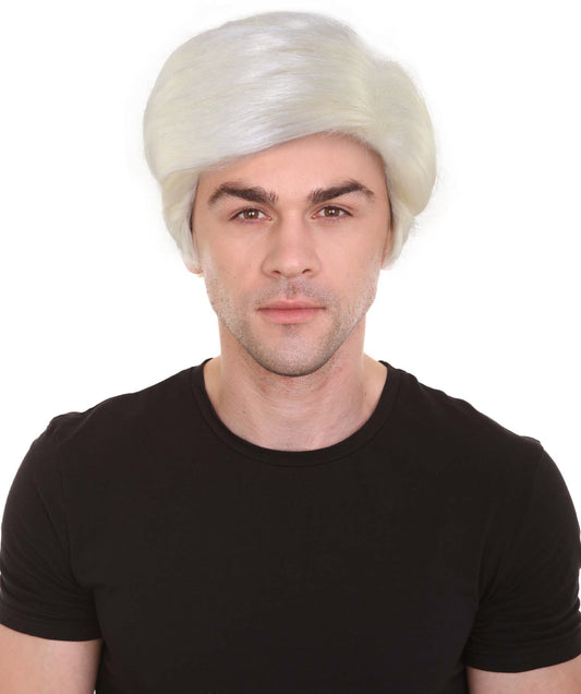 Men's Short White Wig| Perfect for | Flame-retardant Synthetic Fiber