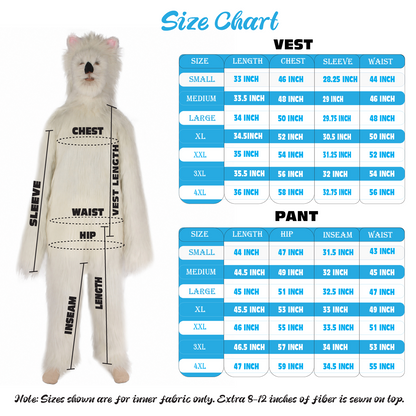 Furry Dog Collection | Men's White Spiked Furry Dog Fancy  Costume with Tail