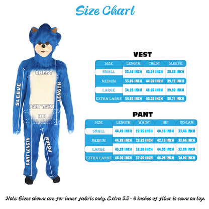 Furry Game Costume | Men's White and Blue Straight Long Furry Hedgehog Fancy Costume