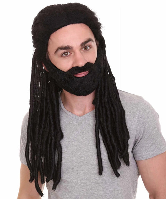 Science Fiction Movie | Men's Long Length Braided Black Dreadlocks Wig | Premium Breathable Capless Cap