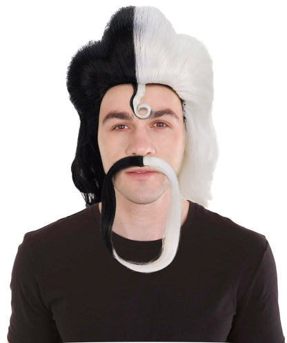 Men's Long Red Straight Handle Bar Mustache Smooth Wig | Premium Breathable Capless Cap