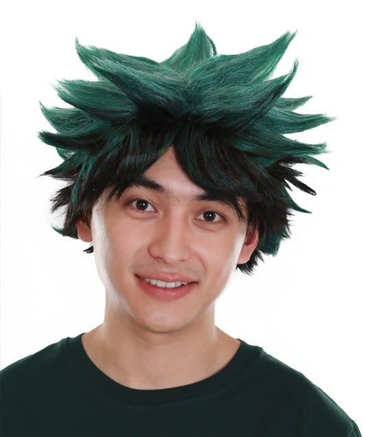 Men's Dark Green Color Spiked Fancy Wig