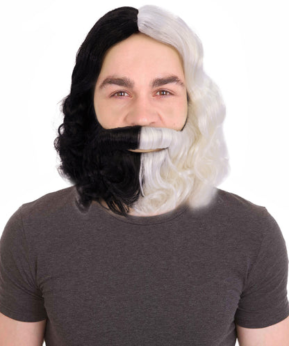 Men's Dark Brown Color Wavy Shoulder Length Lumber Jack Wig with Full Mustache and Beard
