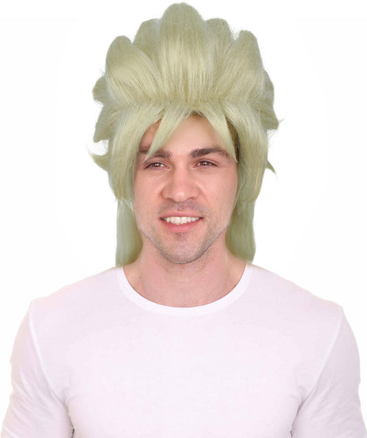 Men's 21"-Inch-Long Length Spiked Halloween Animated Fighter Dio Blonde Wig, Synthetic Soft Fiber Hair, Perfect for your next Convention and Group Anime Party! | HPO