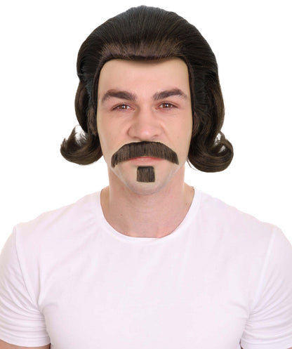 Men's Black Slick Back Dutch Van Der Linde Wig – Red Dead Redemption Inspired Costume Wig for Cosplay & Halloween – Realistic Long Curly Slick Back Hair Wig for Men