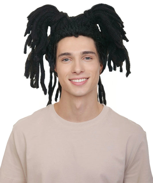 Men’s 80s Graffiti Artist Black Dreadlock Updo Wig I Flame-retardant 100% Synthetic Fiber Fancy Wig