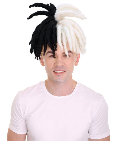 HPO Men’s American Rapper Dark Blue Dreadlock Updo Wig I Non-flammable Synthetic Fiber Wig
