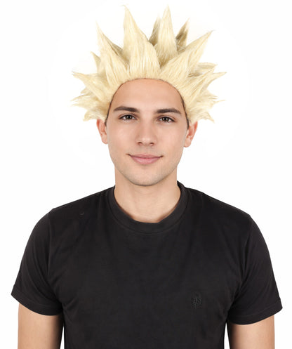 HPO Men’s Anime Young Ninja Nine Tail Yellow Blonde Spiky Wig