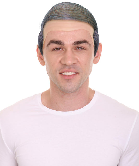 HPO Men's Grey Bald Wig| Perfect for Halloween|Flame-retardant Synthetic Fiber