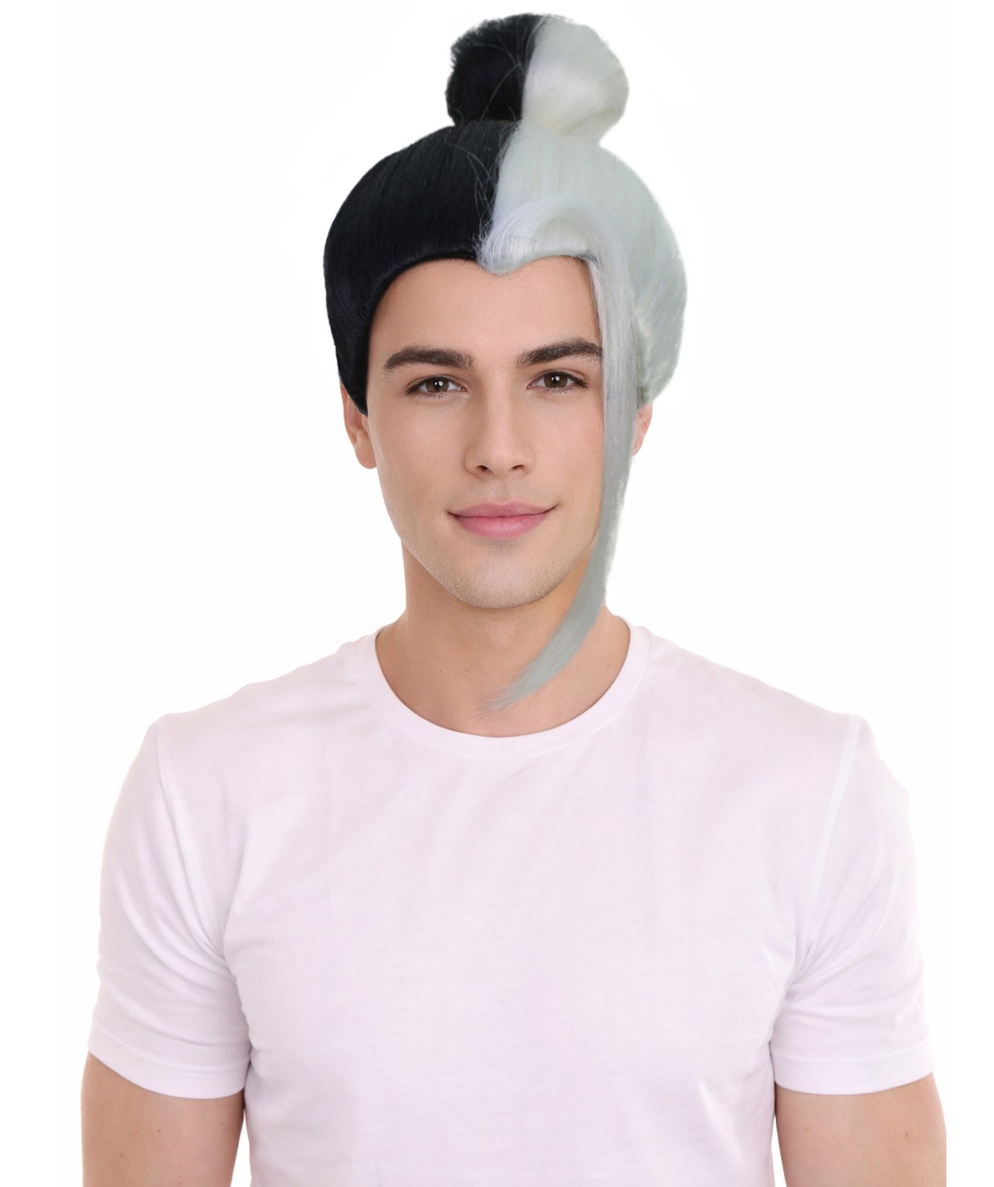 Men’s Striking Multiple Anime Villain Wig With A Bun I Best for Halloween I Flame-retardant Synthetic Fiber