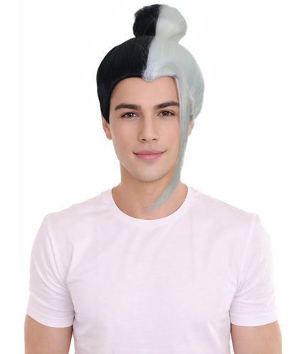 Men’s Striking Multiple Anime Villain Wig With A Bun I Best for Halloween I Flame-retardant Synthetic Fiber