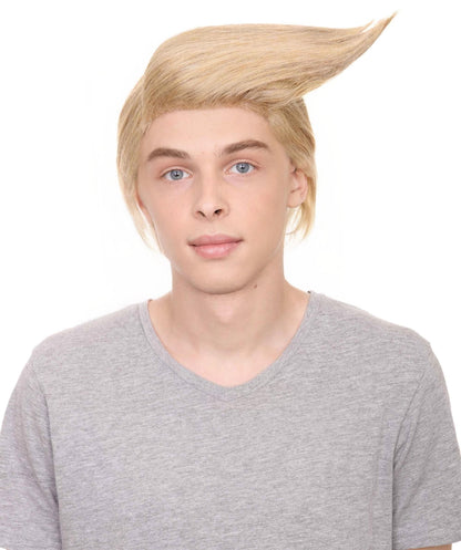 HPO President Donald Trump Wind Blown Airplane Wig, Blonde Wigs, Premium Breathable Capless Cap