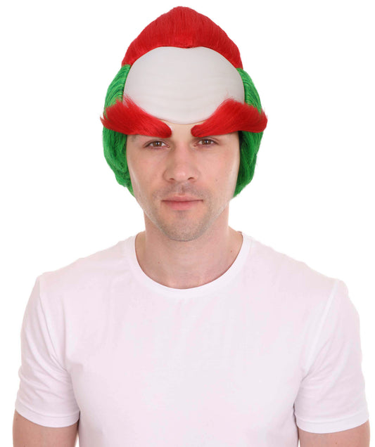Men's Red and Green Short Wig 