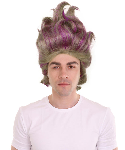 HPO Men's Anime Sea Witch Multi color Updo Wig | Perfect for Halloween | Flame-retardant Synthetic Fiber
