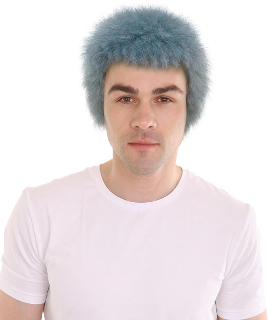 HPO Men's Anime Antagonist Light blue Color Short Bob Wig| Perfect for Halloween| Flame-retardant Synthetic Fiber