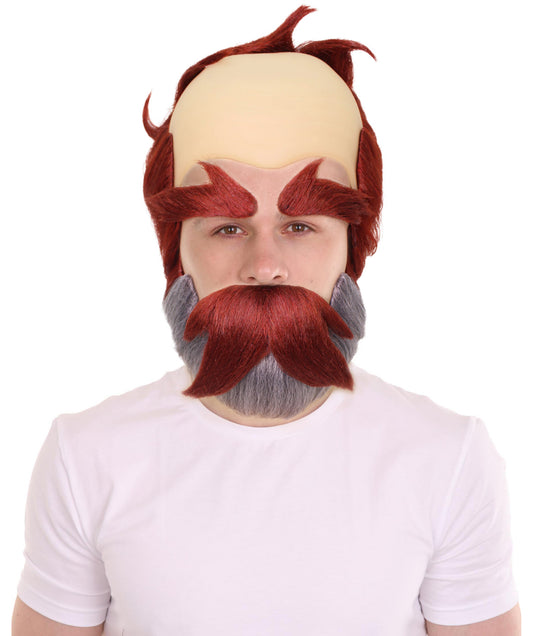 Brown Wig with Mustache and Beard Set