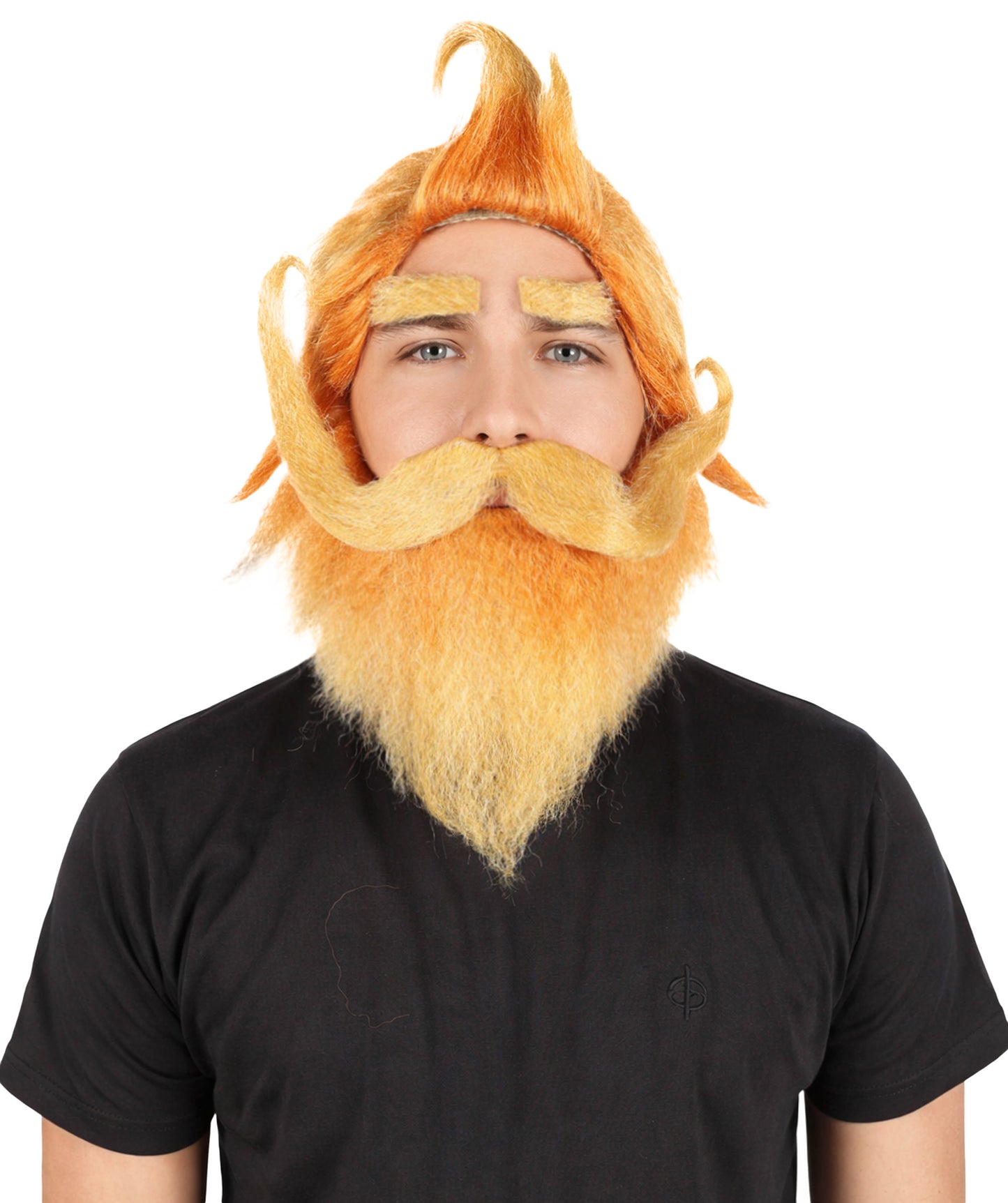 HPO Men's Dwarf Cartoon Character Wig Set with Mustache and Beard I Flame-retardant Synthetic Fiber