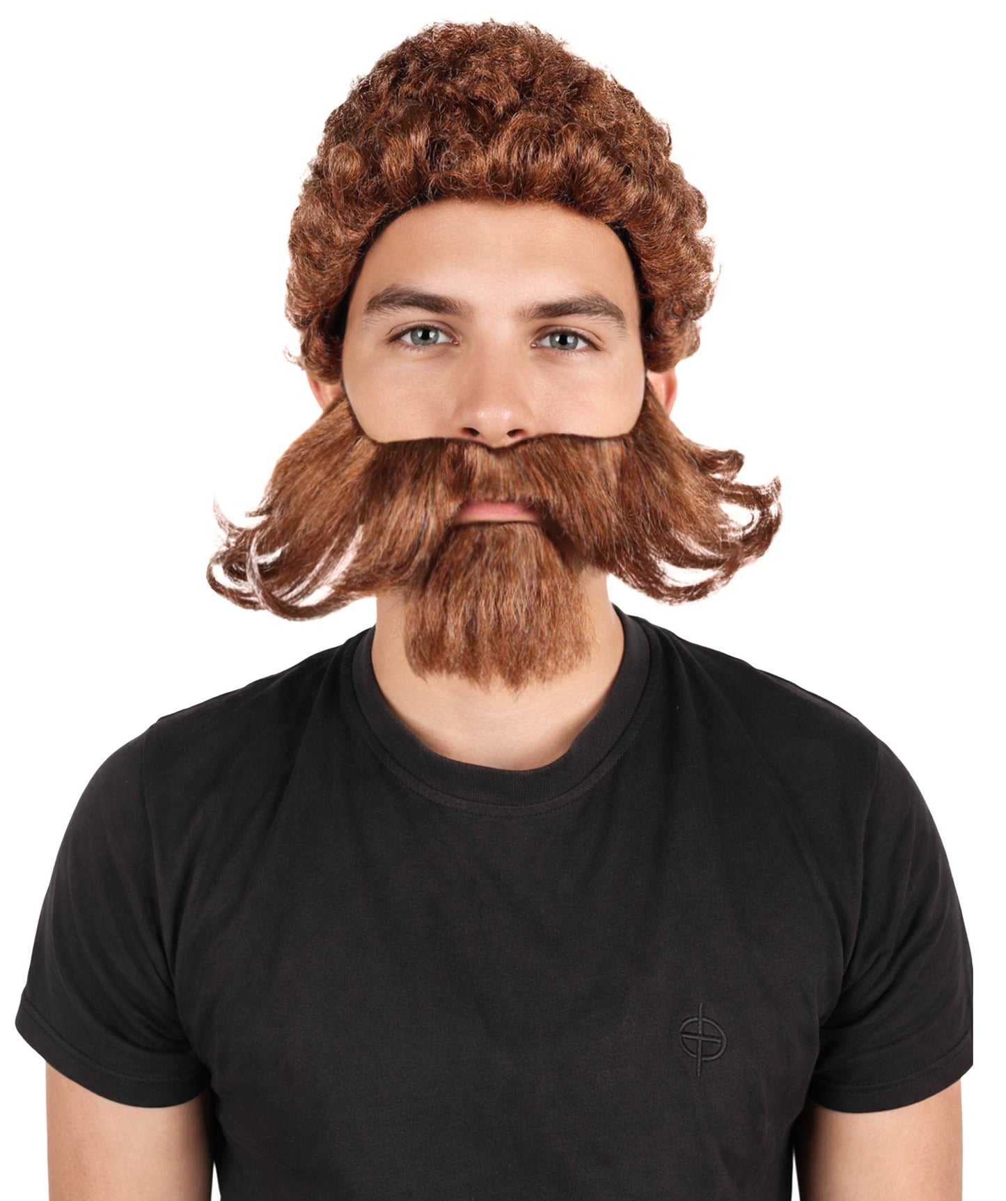 HPO Men's Brown Wig Set with Muttonchop Beard and Mustache | Halloween Wig | Flame-retardant Synthetic Fiber