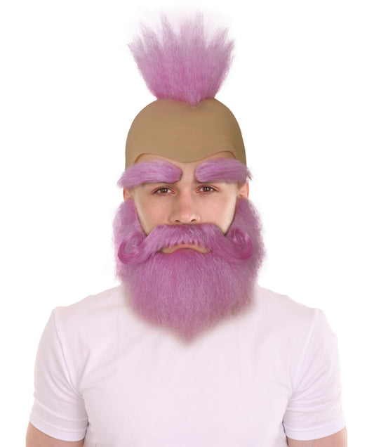 Cartoon Bald Wig with Mustache and Beard Set