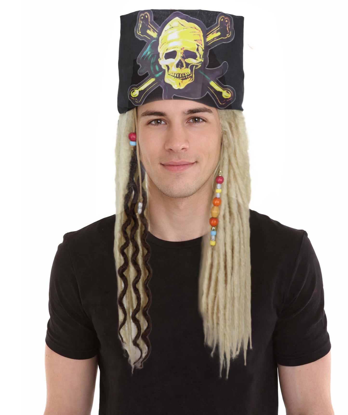 HPO Men's Pirate Dreadlocks Multicolor Options Wig | Halloween and Cosplay Wig | Flame-retardant Synthetic Fiber
