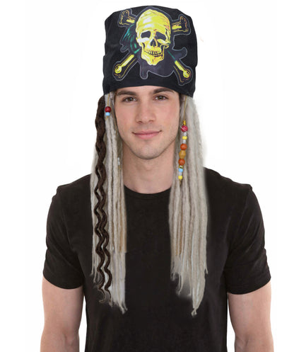 HPO Men's Pirate Dreadlocks Multicolor Options Wig | Halloween and Cosplay Wig | Flame-retardant Synthetic Fiber