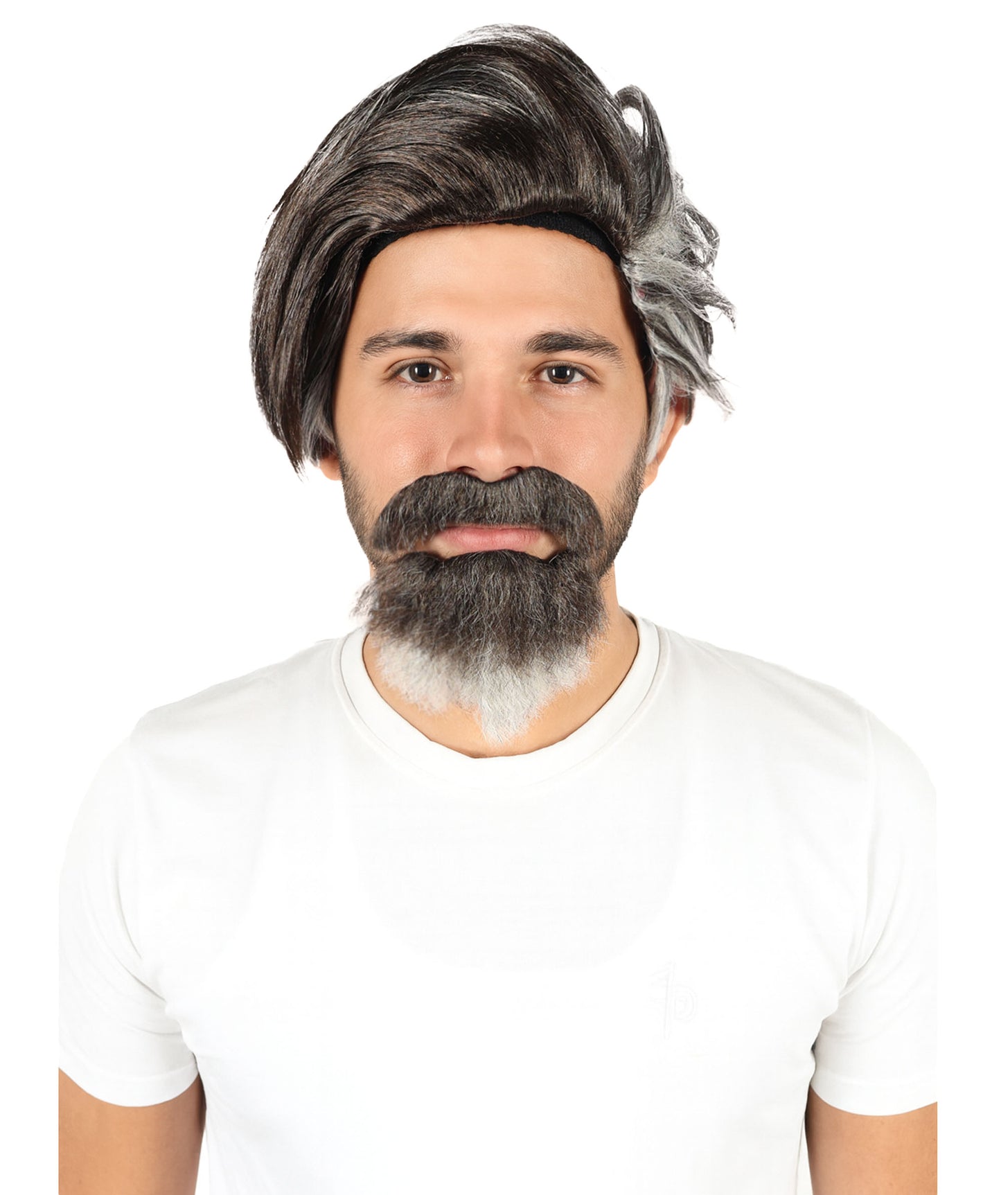 HPO Men Warrior Minstrel Wig and Moustache & Beard set For Party and halloween, Made of Synthetic Fiber