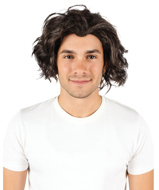 HPO Men The Desert Prince Brown Wig set Channeling Regal Elegance for Party and Halloween Breathable Capless Cap With Flame-retardant Synthetic Fiber