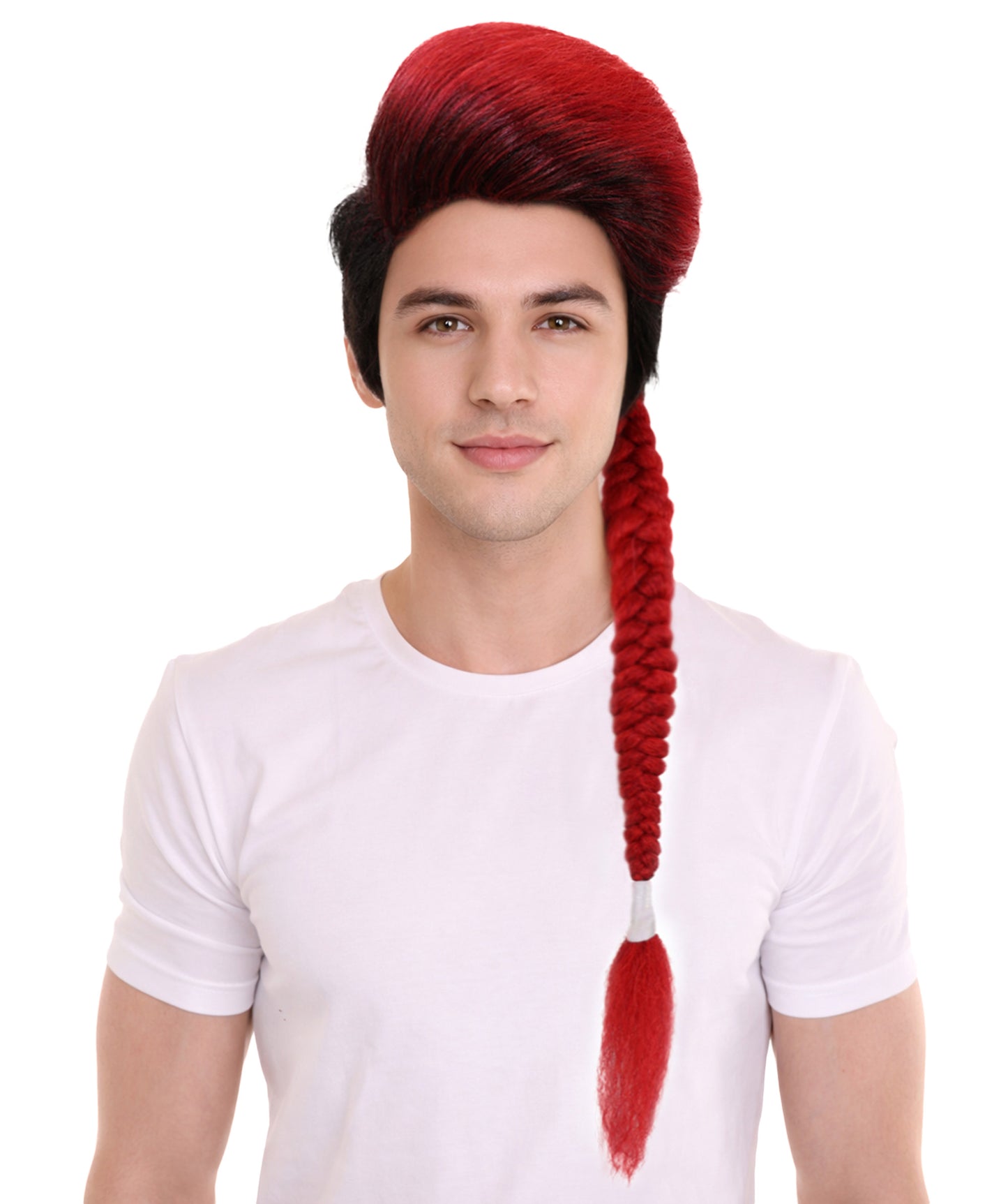 HPO  Men American Comic and Mutant Superhero Braid Red and Black Maroon Long Pigtails Wig  | Halloween and Party Wig | Flame-retardant Synthetic Fiber
