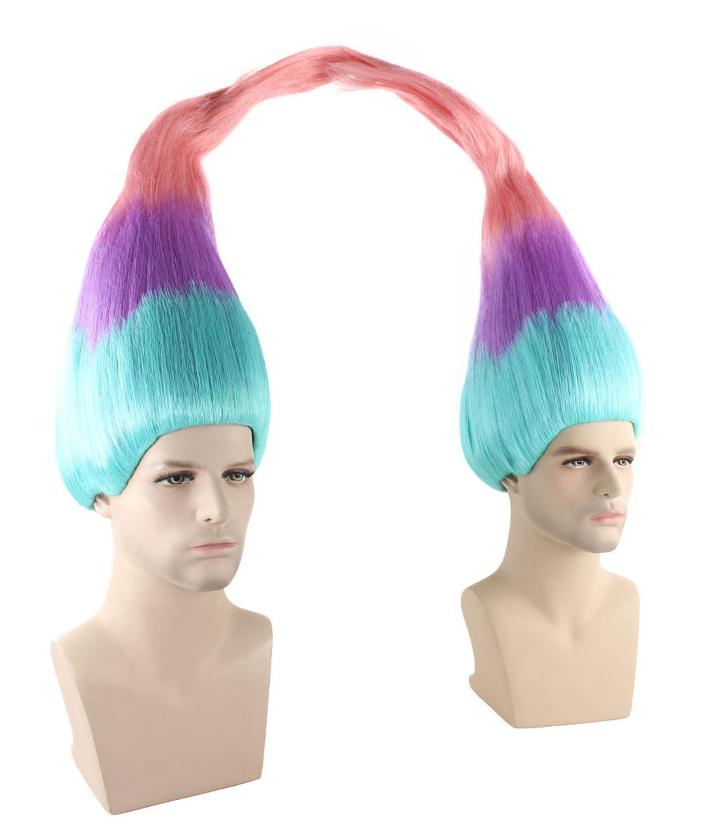 HPO Twin Troll Wig Set | 2 Detachable Rainbow Troll Wigs  | Premium Breathable Halloween Wigs for 2