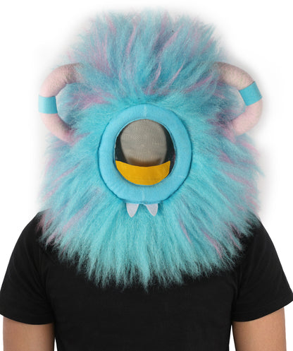 HPO Unisex Furry Blue Monster Plush Costume Set – Head Mask & Full Suit| Perfect for Halloween| Flame-retardant Synthetic Fabric