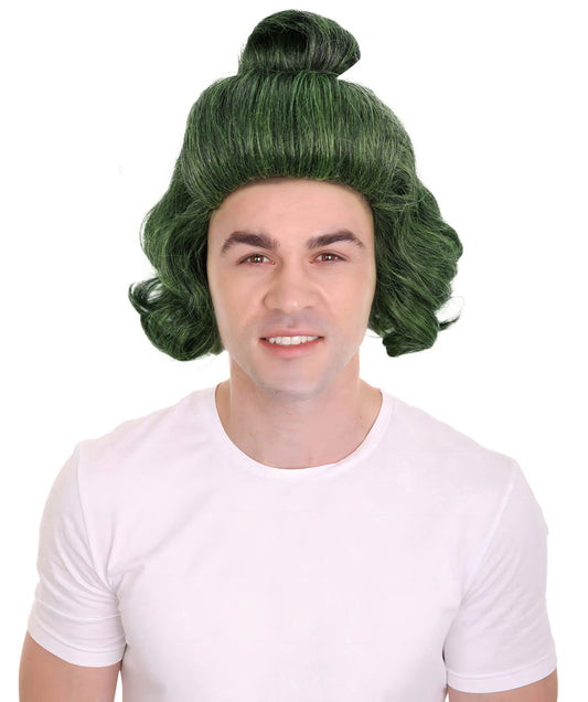 HPO Adult Men's Oompa Loompa Short Green Wig | Exceptional Synthetic Wigs Ideal for Cosplay & Halloween | Breathable Caples Cap,Lightweight and Ideal for Themed  Flame-Retardant Synthetic Fiber Hair