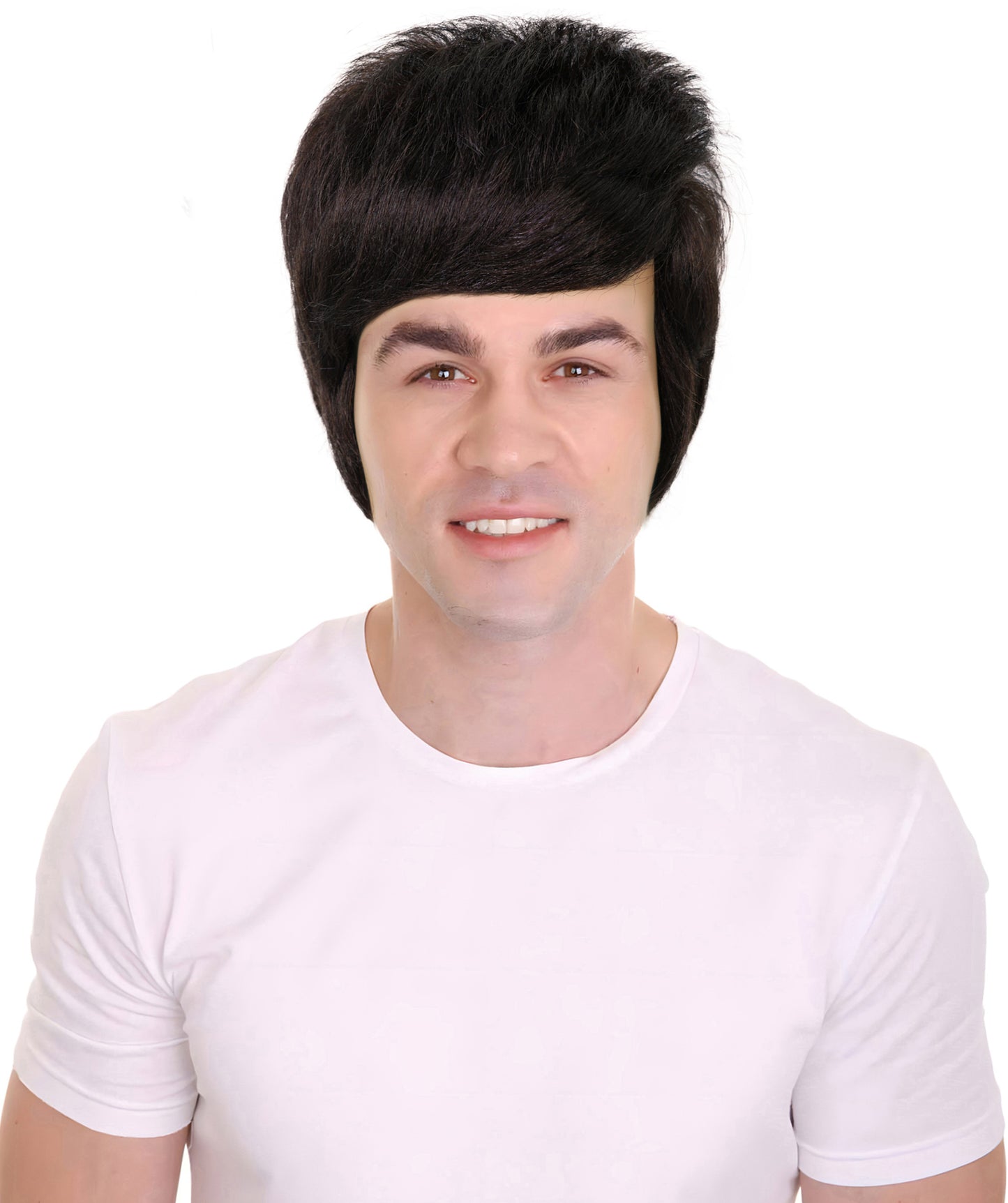 HPO Men's 80'S Rock Star Noel Gallagher-Inspired Short Straight Brown Wigs, Classic Brit pop Look for Halloween & Costumes, Breathable Caples Cap Flame-Retardant Synthetic Fiber Hair