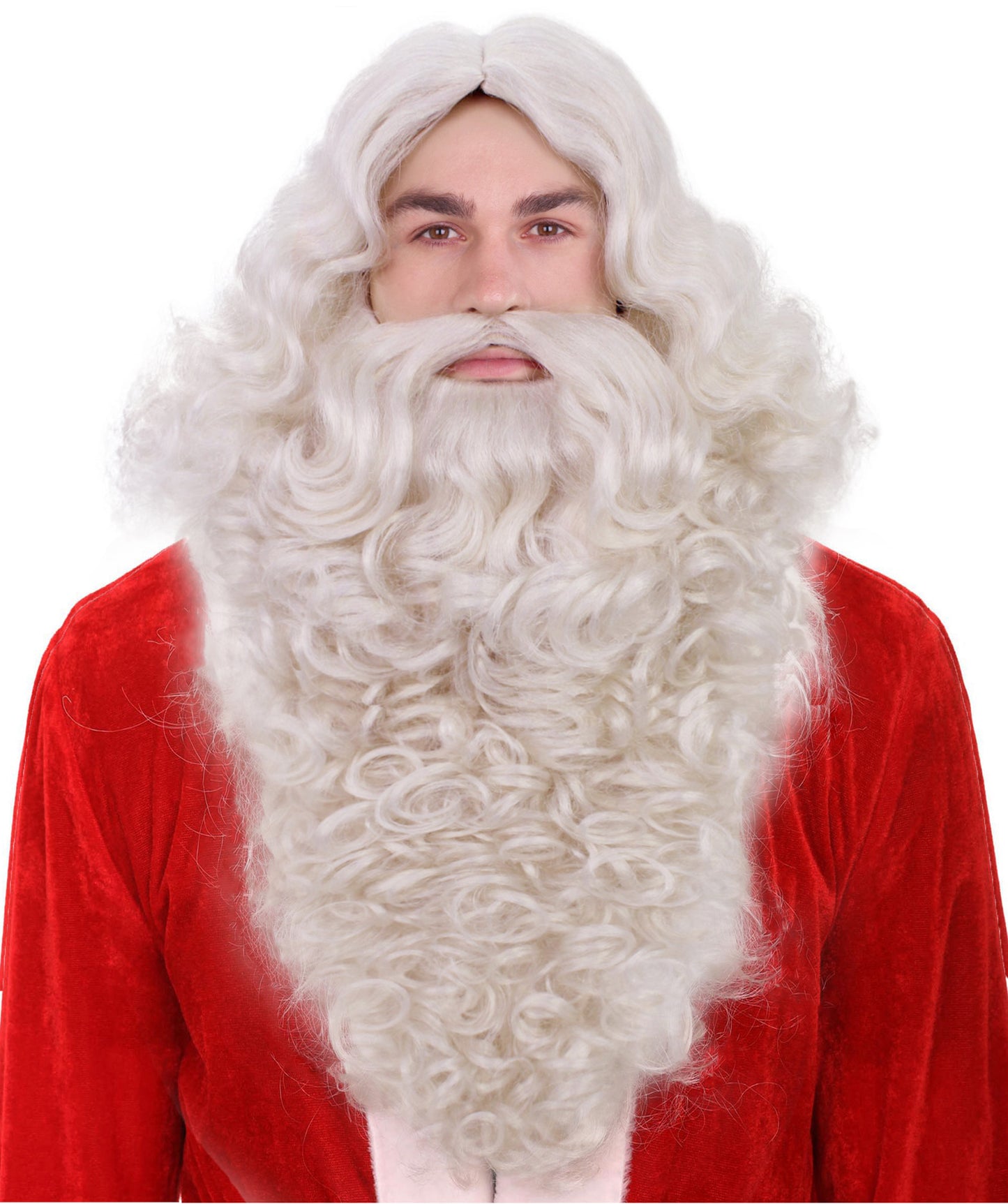 HPO Deluxe Long Santa Wig Beard & Mustache Set – Synthetic Costume Accessory