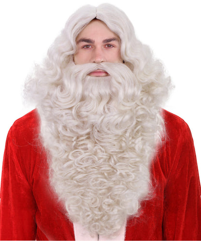 HPO Deluxe Long Santa Wig Beard & Mustache Set – Synthetic Costume Accessory
