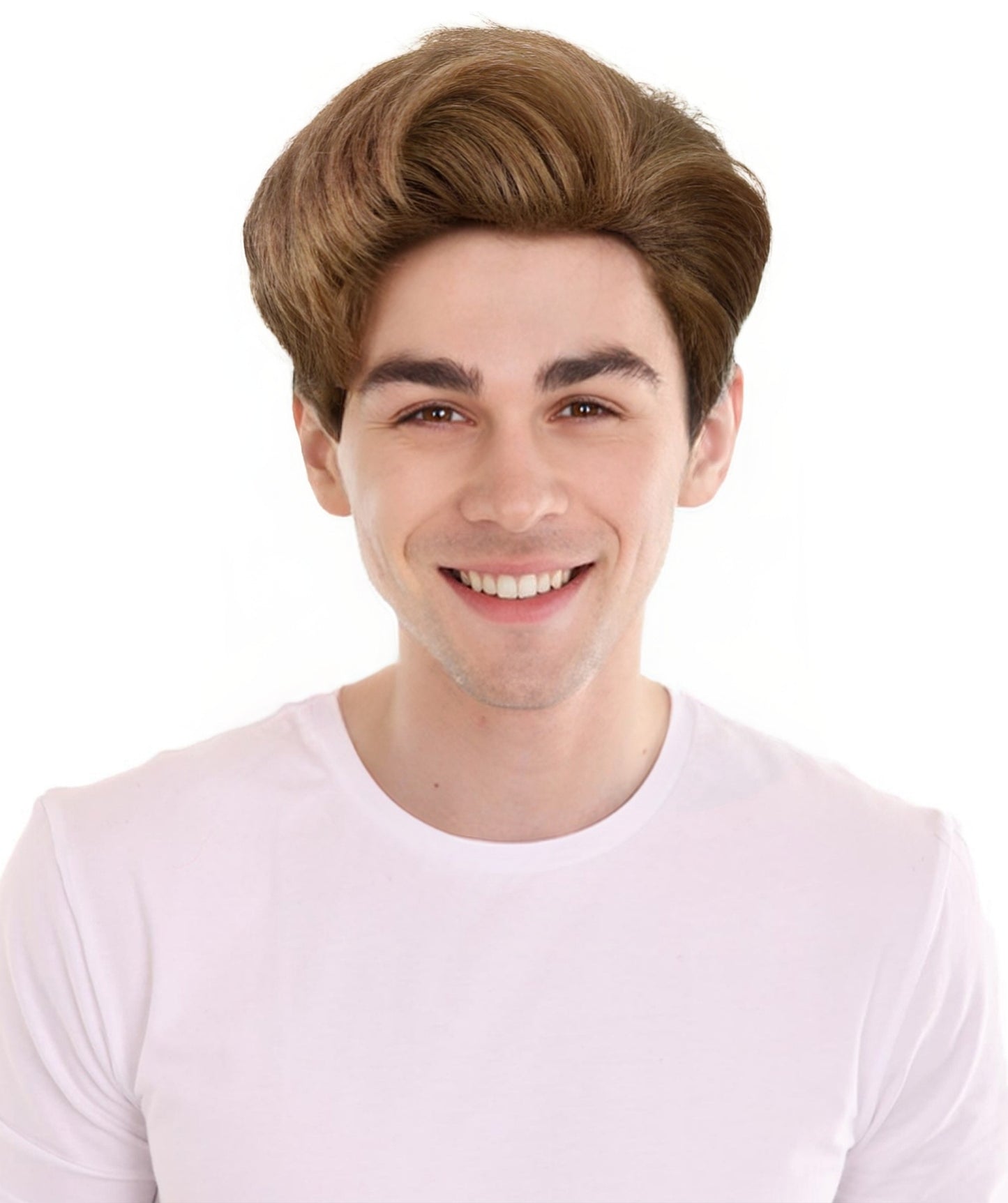 HPO Men’s Musician 9-Inch Short Straight Brown ELTON Wig | Halloween and Cosplay Wig | Flame-retardant Synthetic Fiber