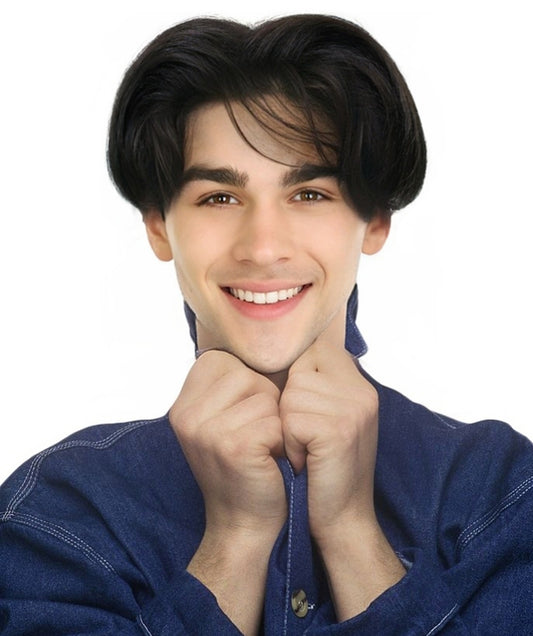 HPO Men’s Short black Straight Wig | Halloween and Cosplay Wig | Flame-retardant Synthetic Fiber