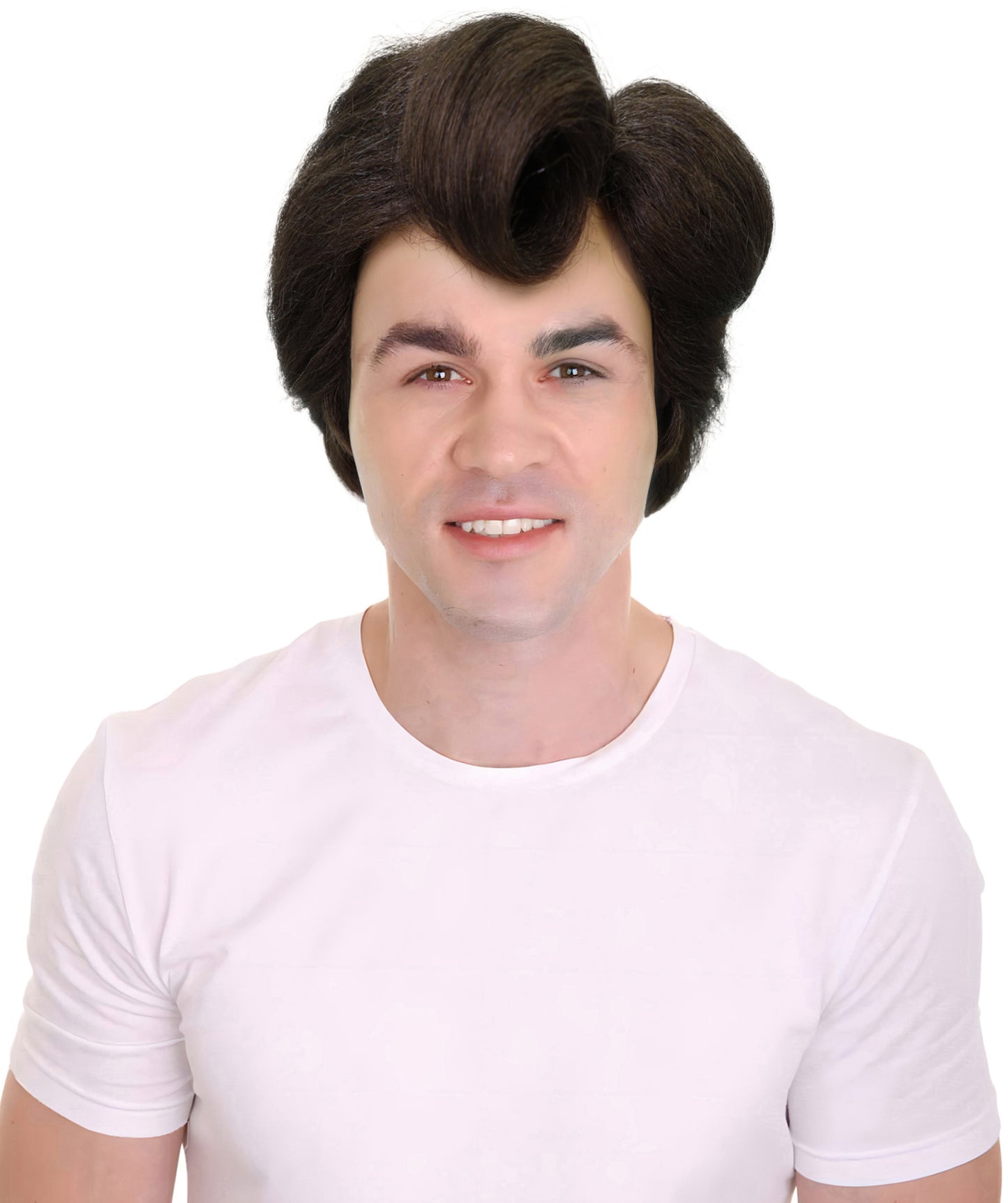 Adult Men’s Retro Rock‘n Roll Brown Greaser Wig | Vintage 50s Wig Style for Parties and Theater | Flame-retardant Synthetic Fiber
