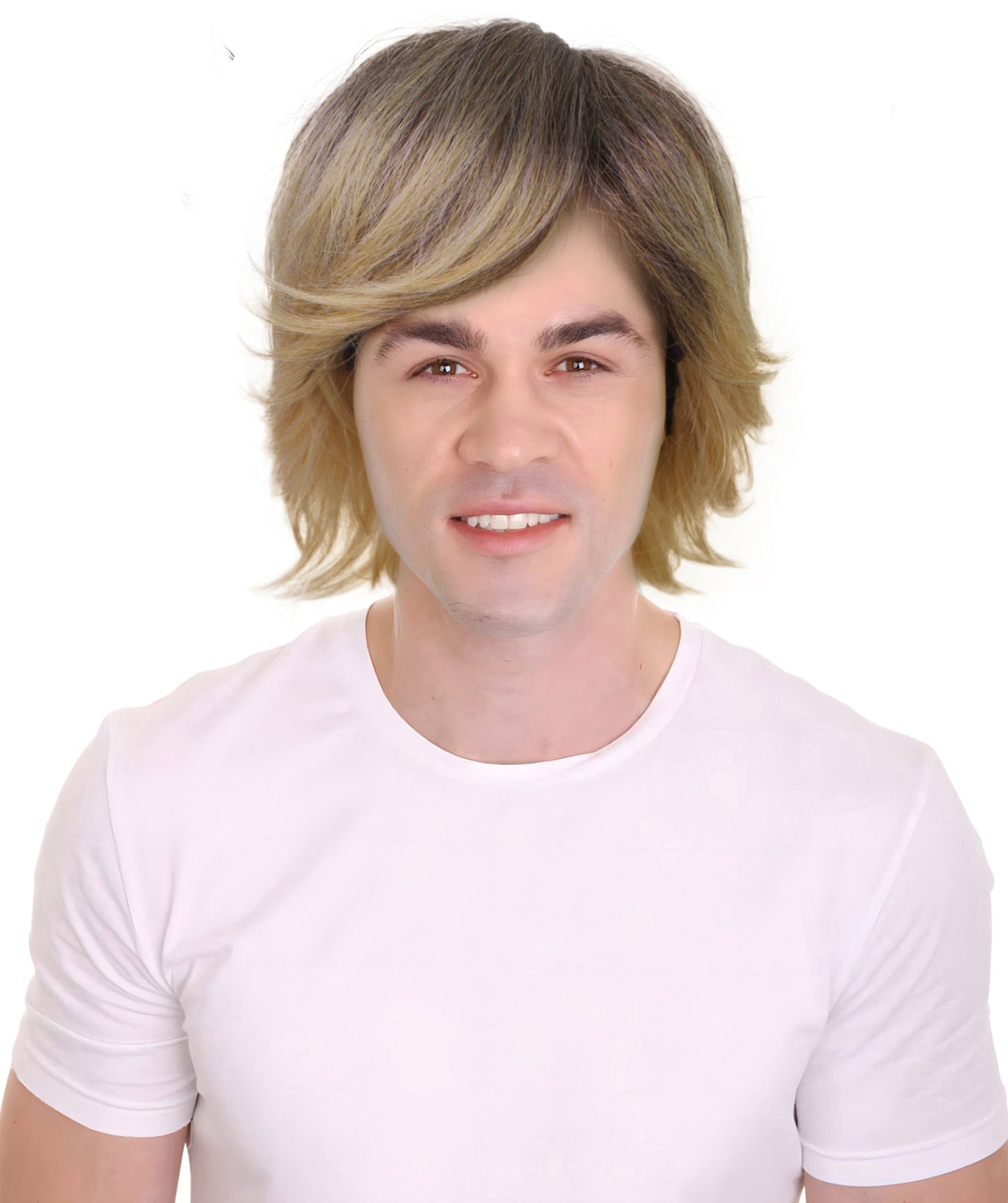 HPO Adult Men’s 70s Blonde Shaggy Surfer Wig | Retro Disco Hairpiece for Halloween & Themed Party