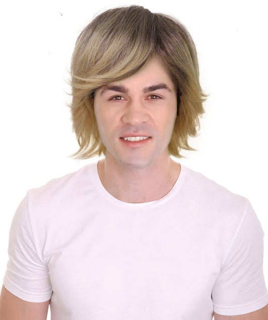 HPO Adult Men’s 70s Blonde Shaggy Surfer Wig | Retro Disco Hairpiece for Halloween & Themed Party